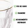 Imagem de Jogo 2 Taças Vidro Borda Dourada Fio De Ouro Diamond 330ml