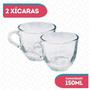 Imagem de Jogo 2 Xicaras Chique Vidro Liso 150ML Ideal Cha Cafe Resistente