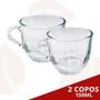 Imagem de Jogo 2 Xicaras De Cafe 150ML Transparente Vidro Liso S/ Pires