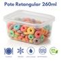 Imagem de Jogo 20 mini potes retangular 260ml kit 20 potes fitnees BPA free, Conjunto 20 potes com tampa