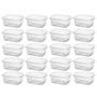 Imagem de Jogo 20 mini potes retangular 260ml kit 20 potes fitnees BPA free, Conjunto 20 potes com tampa