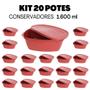 Imagem de Jogo 20 Potes Plásticos Com Tampa Kit Conservador Vermelho