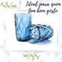 Imagem de Jogo 24 Copos de Vidro Diamante Azul Transparente Luxo 350ml Grosso Resistente Drinks Diamond