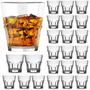 Imagem de Jogo 24 Copos de Vidro Grosso Transparente Baixo 300ml Resistente Casual Whisky Licor Vodka