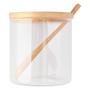 Imagem de Jogo 3 Potes De Vidro Porta Tempero Tampa Bambu 300ml Com 3 Colheres Mantimentos Decoração Condimentos
