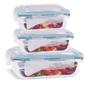 Imagem de Jogo 3 Potes Vidro Retangular Tampa Hermética com Travas 370ml, 640ml e 1520ml - Quality House