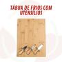Imagem de Jogo 3 Tabuas De Carnes Petiscos Frutas Retangular Kit Faca Garfo