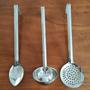 Imagem de Jogo 3 Utensílios Restaurante Escumadeira Colher de Arroz Concha Grandes Brinox Cozinha Industrial Inox