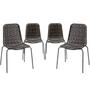 Imagem de Jogo 4 Cadeiras de Jantar Topázio Artesanal em Fibra Sintética para Espaço de Festa, Terraço - Pedra Ferro