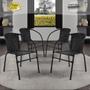 Imagem de Jogo 4 Cadeiras Happy Hour para Varanda Área Sacada Edícula Artesanal Preta