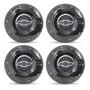 Imagem de Jogo 4 Calota Centro Roda Ferro VW Amarok Aro 13 14 15 4 Furos Preta Brilhante Emblema GM Cinza Anti