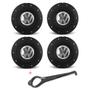 Imagem de Jogo 4 Calota Roda Ferro VW Amarok Preta F P Gol G4 + Chave de Remoção