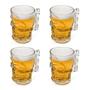 Imagem de Jogo 4 Canecas para Chopp e Cerveja Caveira Rock Style Vidro Lyor 510ml