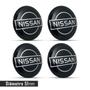 Imagem de Jogo 4 Emblema Roda Nissan Preto 51mm.