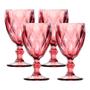 Imagem de Jogo 4 Taças de Vidro Diamond Diamante Rosa Lilás 300ml Água Class Home