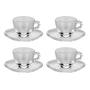 Imagem de Jogo 4 xícaras 80ml para café de cristal transparente com pires Pearl Wolff - 27899