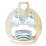 Imagem de Jogo 4 Xicaras Café hotel 80ml Empilháveis c/ pires e suporte pinus coração - Kit Porcelana Branca