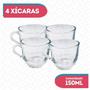 Imagem de Jogo 4 Xicaras Chique Vidro Liso 150ML Ideal Cha Cafe Resistente