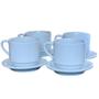 Imagem de Jogo 4 xícaras de Café e Chá com pires - 150ml Empilháveis - Porcelana branca