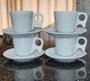 Imagem de Jogo 4 xícaras de Café e Chá com pires -  190 ml Cabo prático - Porcelana branca
