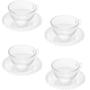 Imagem de Jogo 4 Xícaras de Chá com Pires Café 180ml Cristal Wolff Pearl Incolor Mesa Posta