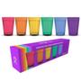 Imagem de Jogo 6 Copos Americanos Rainbow Pride Neon 190mL Nadir Figueiredo Arco-iris Colorido Vidro