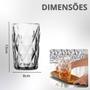 Imagem de Jogo 6 Copos De Vidro  Diamante Resistente Luxuoso 370 Ml