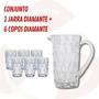 Imagem de Jogo 6 Copos Vidro 370 ML e 1 Jarra Diamante 1 L Resistentes