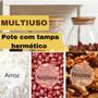 Imagem de Jogo 6 Potes Hermetico Mantimentos Vidro Tampa Bambu 500ml Para Conserva Alimentos