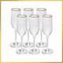 Imagem de Jogo 6 Taças Champagne Borda Dourada Premium 160ml Champanhe Luxo