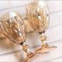Imagem de Jogo 6 Taças Diamante Dourada Ambar Água Vinho 340ml - Em Casa Tem