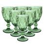 Imagem de Jogo 6 Taças Vinho e Água Vidro Diamond Verde Luxo 340ml - Vivaflor Decor