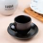 Imagem de Jogo 6 Xicara Café Chá Porcelana Preta 160ml Com Pires 6 Peças