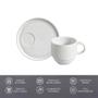 Imagem de Jogo 6 Xícaras 230ml Com Pires em Stoneware Linhas New White Porto Brasil