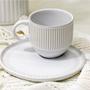 Imagem de Jogo 6 Xícaras 230ml Com Pires em Stoneware Linhas New White Porto Brasil
