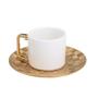 Imagem de Jogo 6 xícaras 80ml para café de porcelana branca e dourada com pires Vera Wolff - 17451