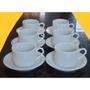 Imagem de Jogo 6 xícaras de Café e Chá com pires - 170 ml Base Reta - Porcelana branca