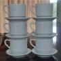 Imagem de Jogo 6 xícaras de Café e Chá com pires - 200 ml Empilháveis - Porcelana branca