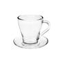 Imagem de Jogo 6 Xícaras de Vidro Transparente para Chá com Pires Café 230ml 12pçs Cozinha Bebidas Presente