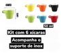 Imagem de Jogo 6 Xícaras Para Café Expresso Com Suporte Coloridas 50ml