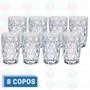 Imagem de Jogo 8 Copos Alto Vidro Modelo Diamante 370ML Resistentes