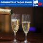 Imagem de Jogo c/ 6 Taças de Vidro Cristal Champagne Festa Formatura Casamento Reveillon