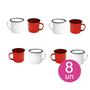 Imagem de Jogo c/ 8 caneca esmaltada diversas cores café roça fazenda