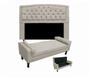 Imagem de Jogo Cabeceira Geovana + Calçadeira Fênix King 195cm Suede Bege - DL Decor