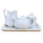 Imagem de Jogo Café e Chá Mesa Posta, Bandeja + Bule Chaleira 400ml + Açucareiro 250ml + Jarra Leiteira 740ml - Kit Porcelana Bran
