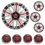 Imagem de Jogo Calota Aro 13 Triton Sport Black Silver Red Universal + Emblema Resinado Fiat