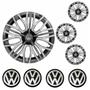Imagem de Jogo Calota Aro 14 Triton Sport Black Silver Graphite Universal + Emblema Resinado Volkswagen