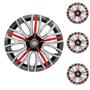 Imagem de Jogo Calota Aro 14 Triton Sport Black Silver Red Universal + Emblema Resinado Chevrolet GM