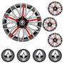 Imagem de Jogo Calota Aro 14 Triton Sport Black Silver Red Universal + Emblema Resinado Renault