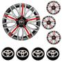 Imagem de Jogo Calota Aro 14 Triton Sport Black Silver Red Universal + Emblema Resinado Toyota